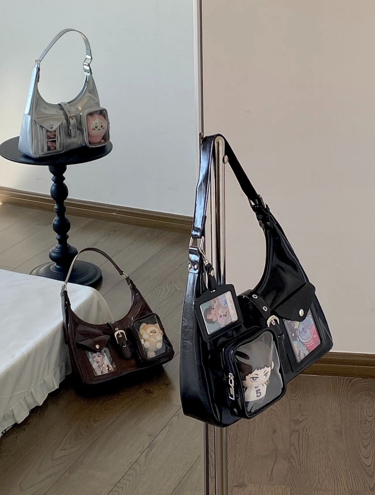 黑/銀/棕🍫【黑糖拿鐵】- 10cm娃卡月牙型痛包/斜背/腋下包/娃包