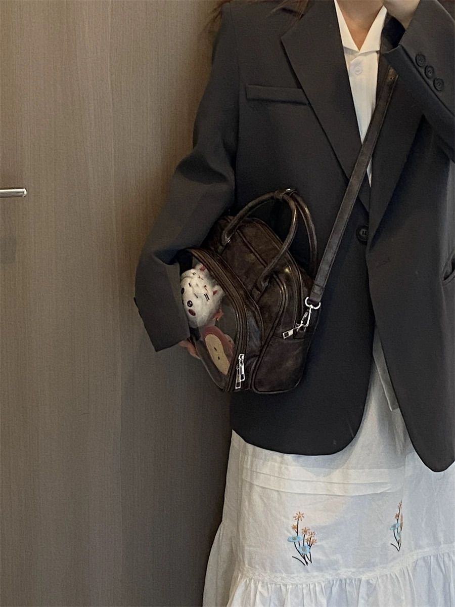 英倫風一包多背痛包🍫【可可序曲】- 手提/肩背/斜背後背包包娃包