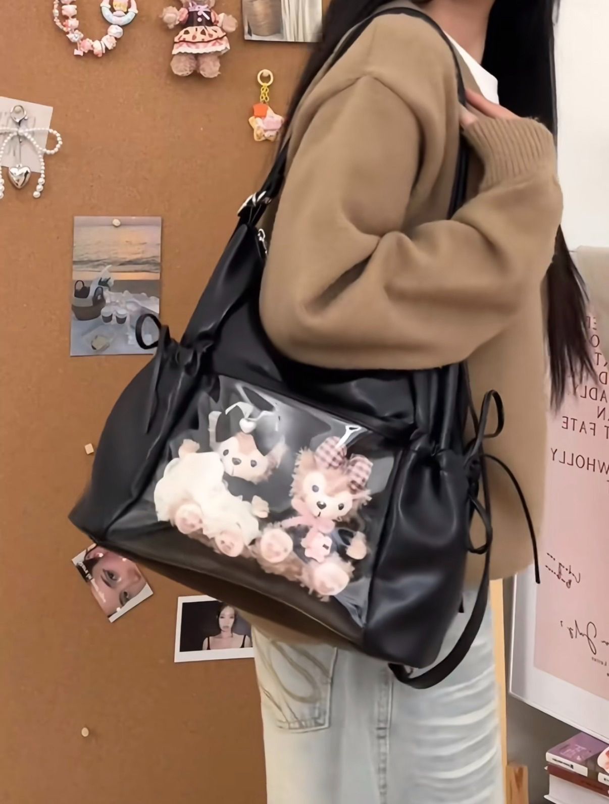 黑/咖/銀✨【幻夢芭蕾】- 肩背/斜背/後背一包多背🎀蝴蝶結綁帶痛包（點擊下滑看尺寸）