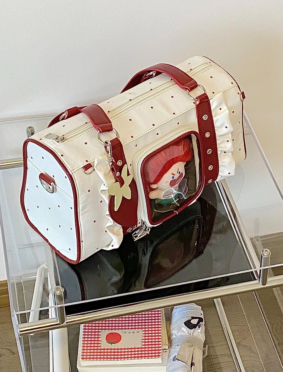 【白色草莓】🍓- 娃卡雙面背/斜背痛包✨暗！袋！設！計！保齡球娃包