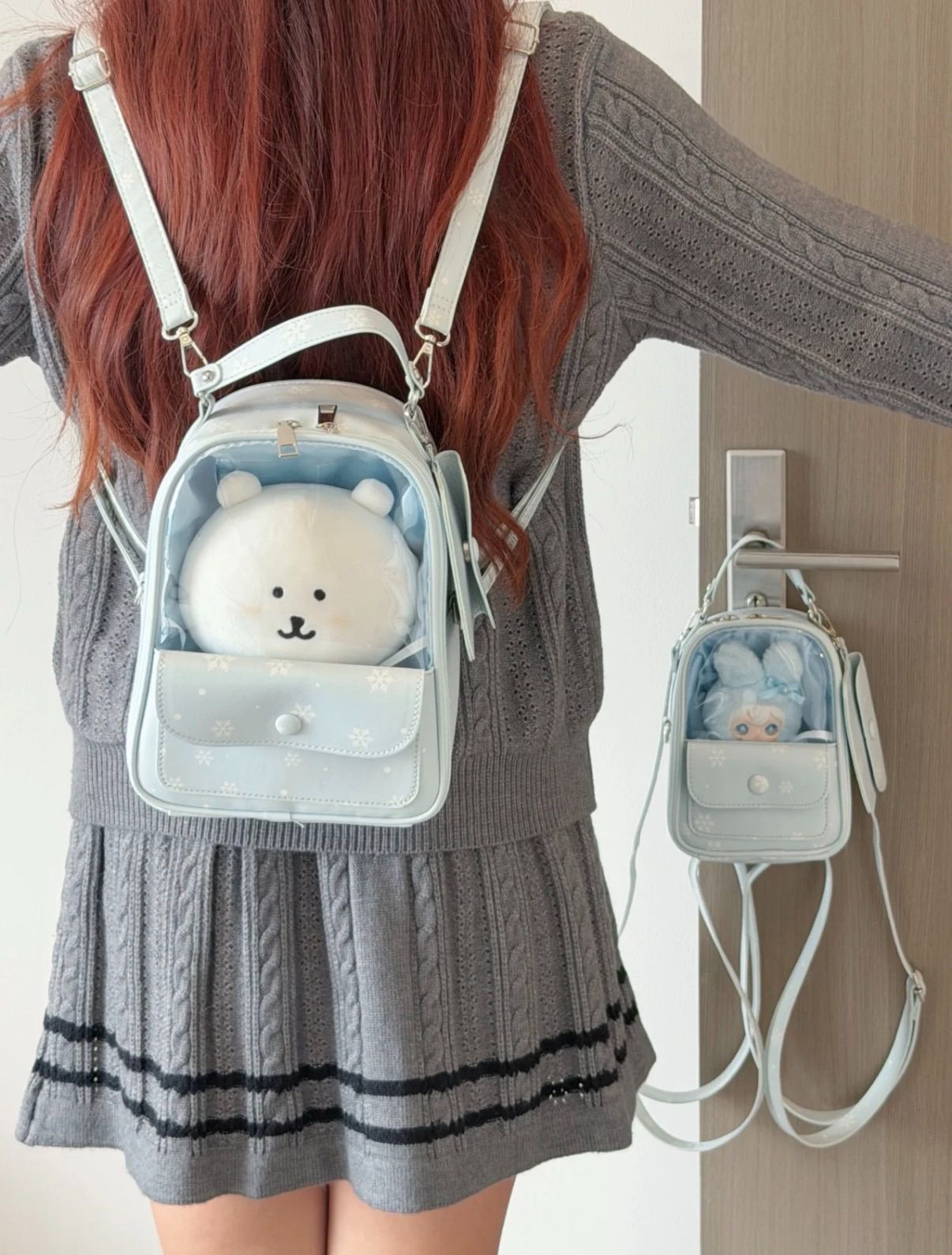 （3 colors）【雪花漫漫】❄️10-20cm痛包娃包 手提/斜背/雙肩包