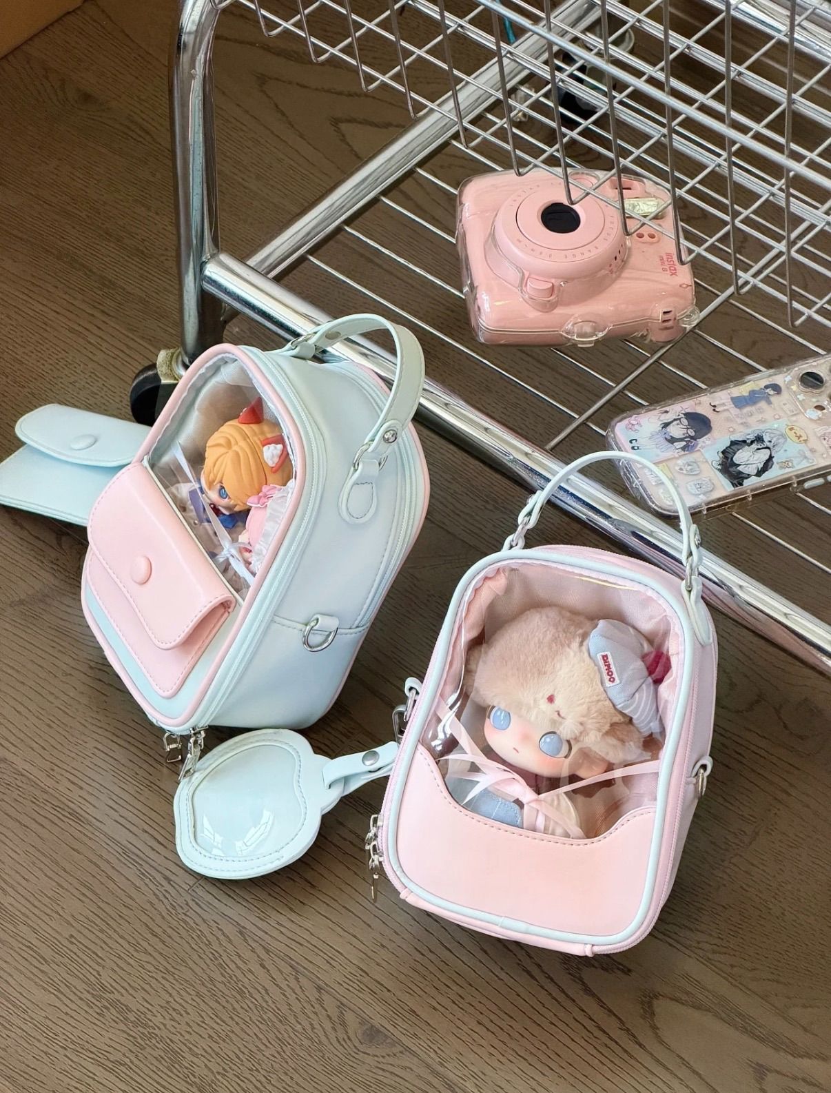 【藍粉糖霜】- 10-15cm娃雙層娃包✨贈卡套/徽章套✨一包多背痛包