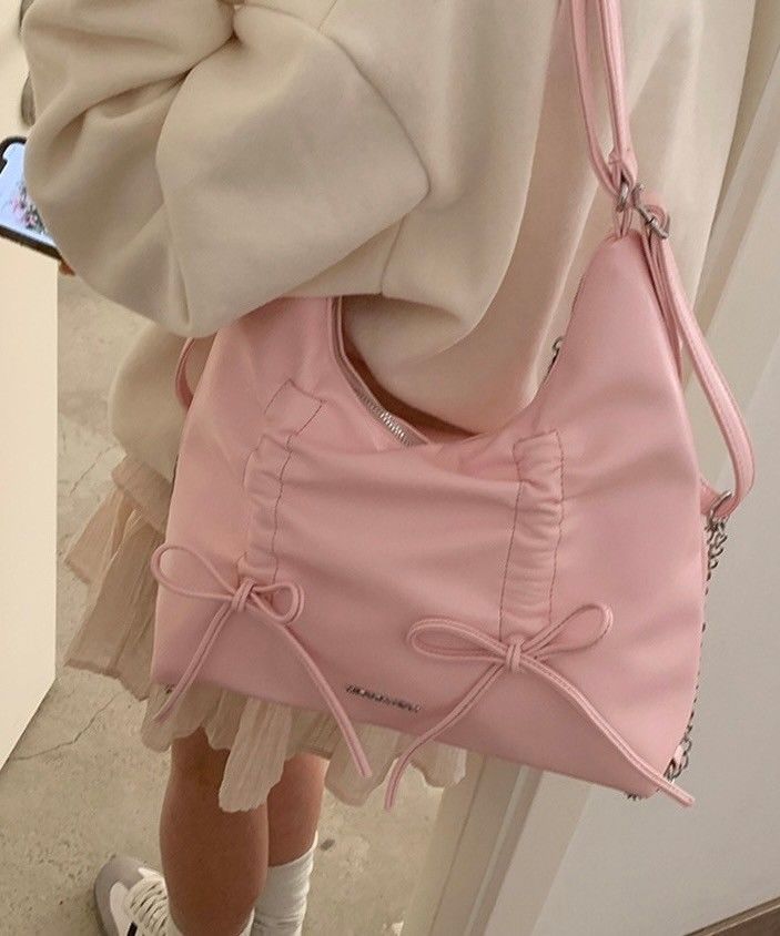 米蘭時尚-蝴蝶結超實用雙肩、單肩兩用包 4color