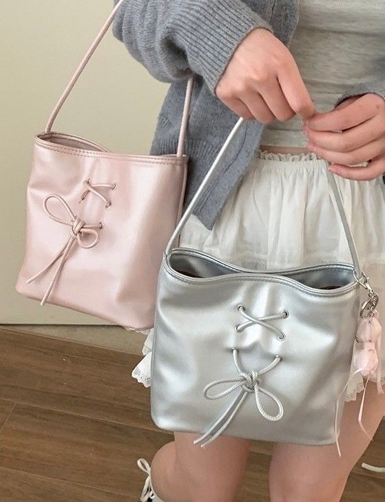 🌟現貨🌟花園聚會-超美光澤感蝴蝶結手提水桶包 4color