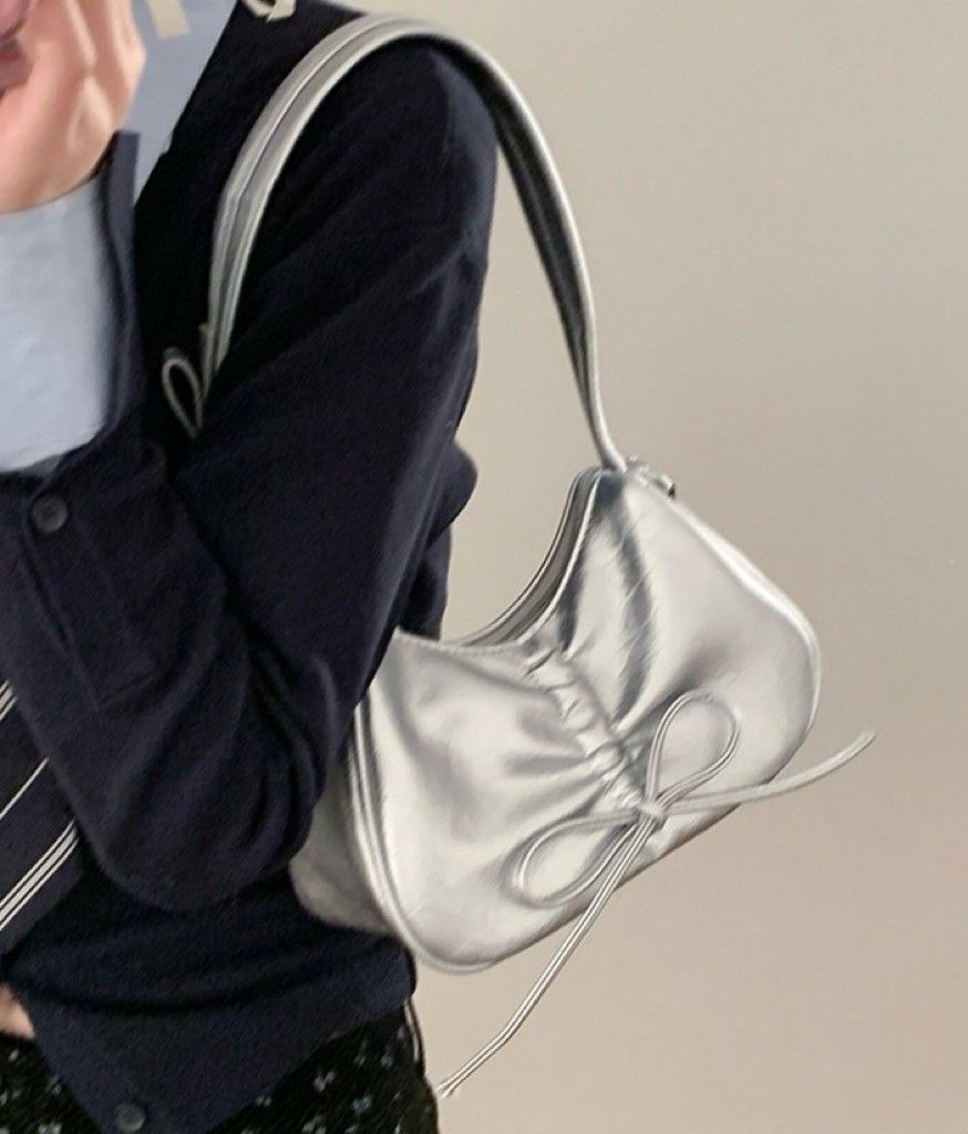 茉莉莊園-芭蕾風蝴蝶結皺褶感腋下包 5color