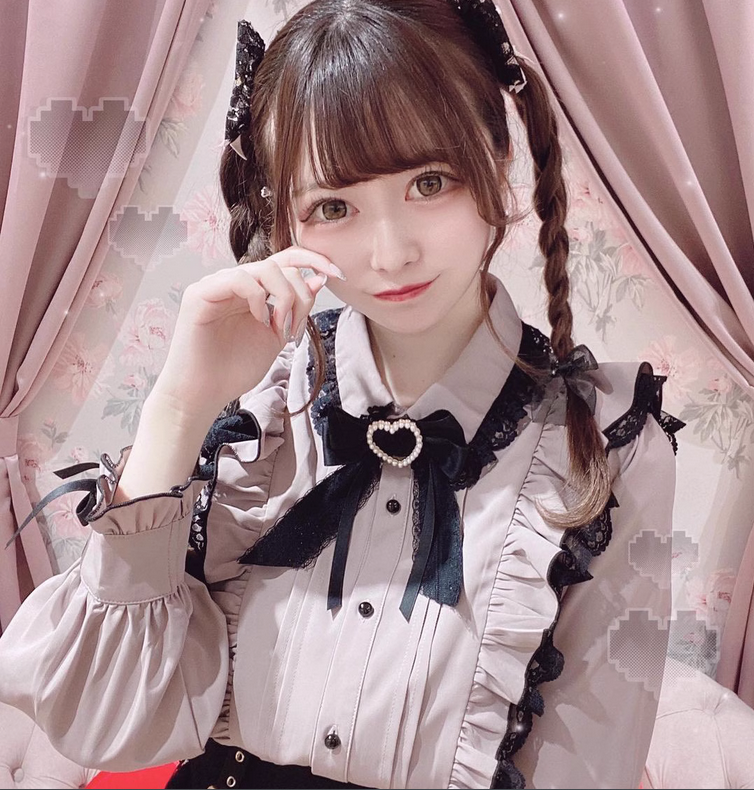 【預購】lolita翻糖甜心 rojita愛心蝴蝶結蕾絲花邊荷葉邊娃娃領羊腿袖襯衫/長袖襯衫/上衣 地雷系蘿莉塔