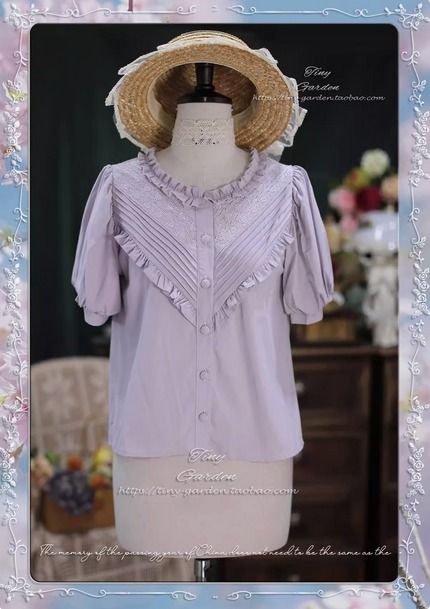 {短袖襯衫}【預購訂做】lolita王妃的秘密森林 蕾絲花邊風琴摺皺荷葉邊公主袖襯衫/圓領短袖襯衫 古典蘿莉塔