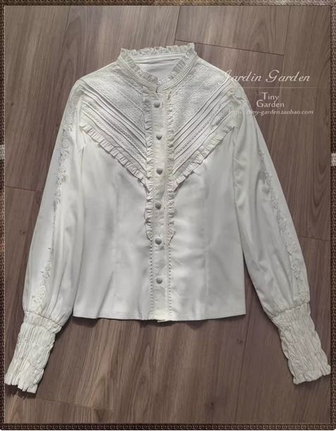 {長袖襯衫}【預購訂做】lolita王妃的秘密森林 蕾絲花邊風琴摺皺荷葉邊羊腿袖襯衫/立領長袖襯衫 古典蘿莉塔