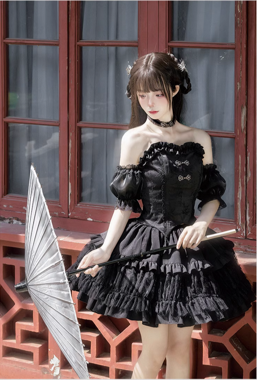 【預購】lolita花精靈 蝴蝶結蕾絲花邊泡泡袖接袖/蝴蝶結睫毛蕾絲提花多層三色萬用手袖 古典蘿莉塔