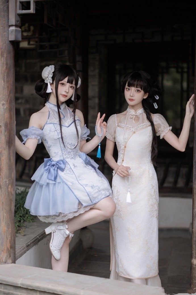 {大全}【預購】lolita楓橋夜泊 水墨提花掛脖水滴型旗袍領洋裝/連身裙/連衣裙＆改良式旗袍＆接袖＆圍裙 中國風蘿莉