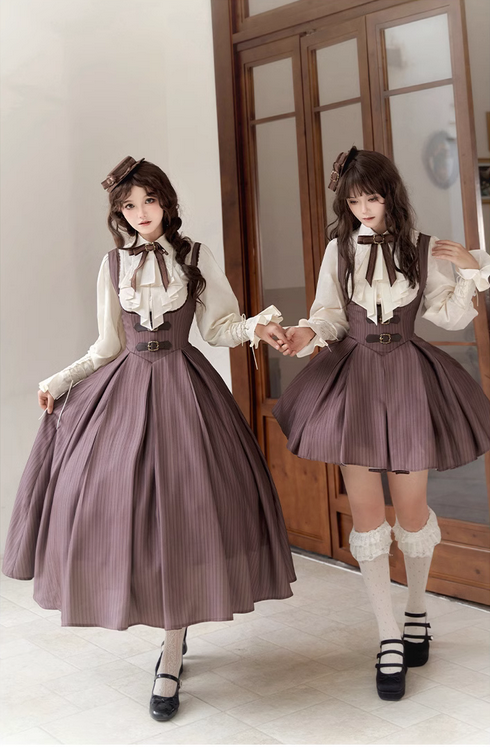{套裝}【預購】lolita福爾摩斯事件簿 托胸洋裝/連身裙＆馬甲+南瓜褲＆襯衫＆披肩＆禮帽＆項鍊＆別針 古典蘿莉塔
