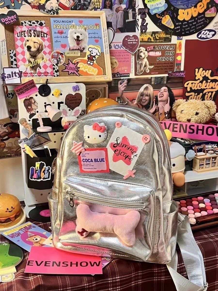 （限時優惠）新款原創y2k甜辣妹kitty皮質雙肩包（防潑水）