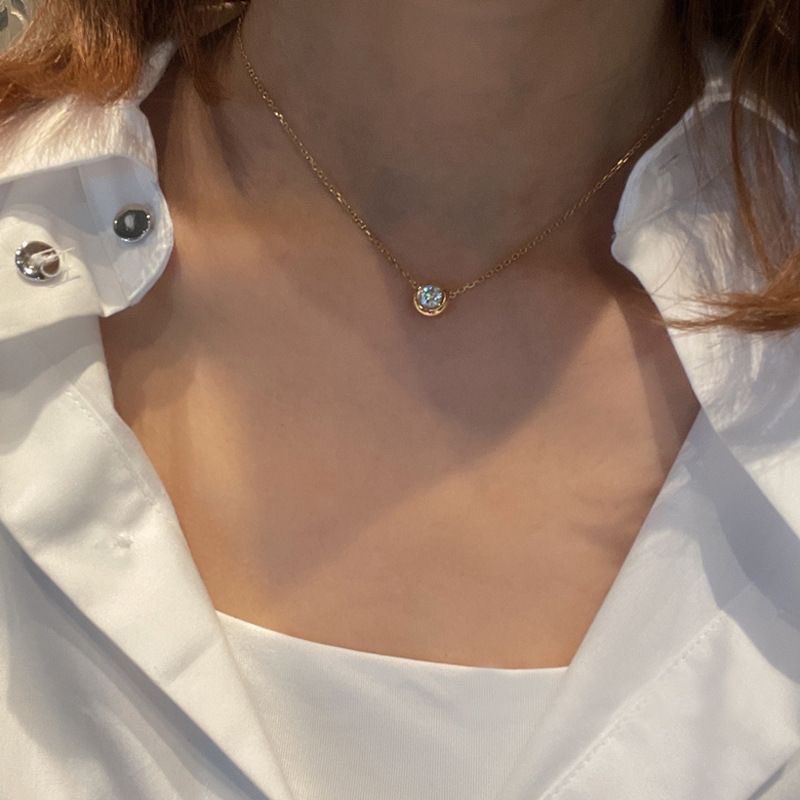 經典迷你單鑽項鍊女輕奢簡約高級感鋯石氣質高級感吊墜女高檔飾品