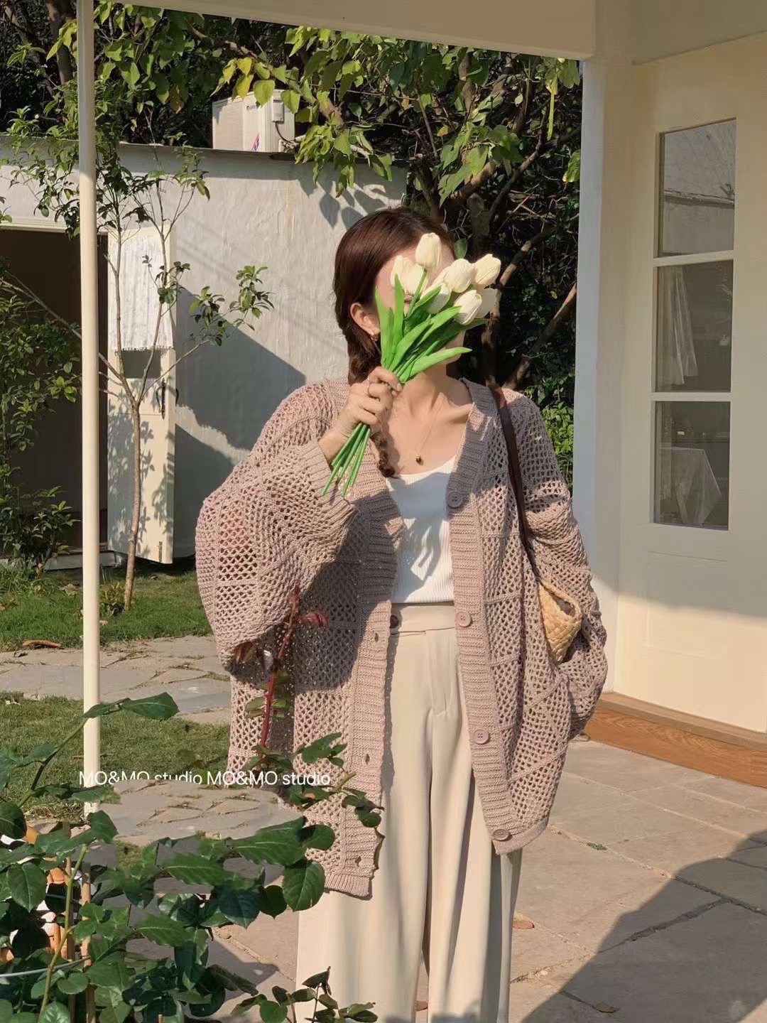 慵懶Oversize洞洞針織外套::Qstore::