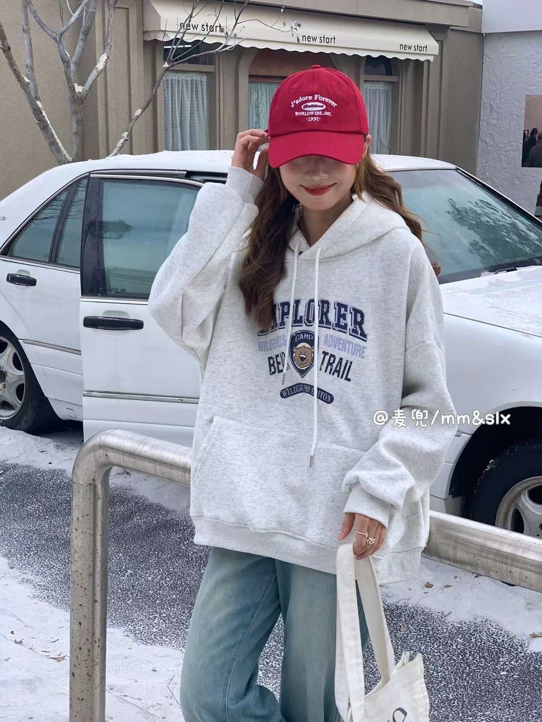 美式復古小熊🐻刷毛帽踢::Qstore::