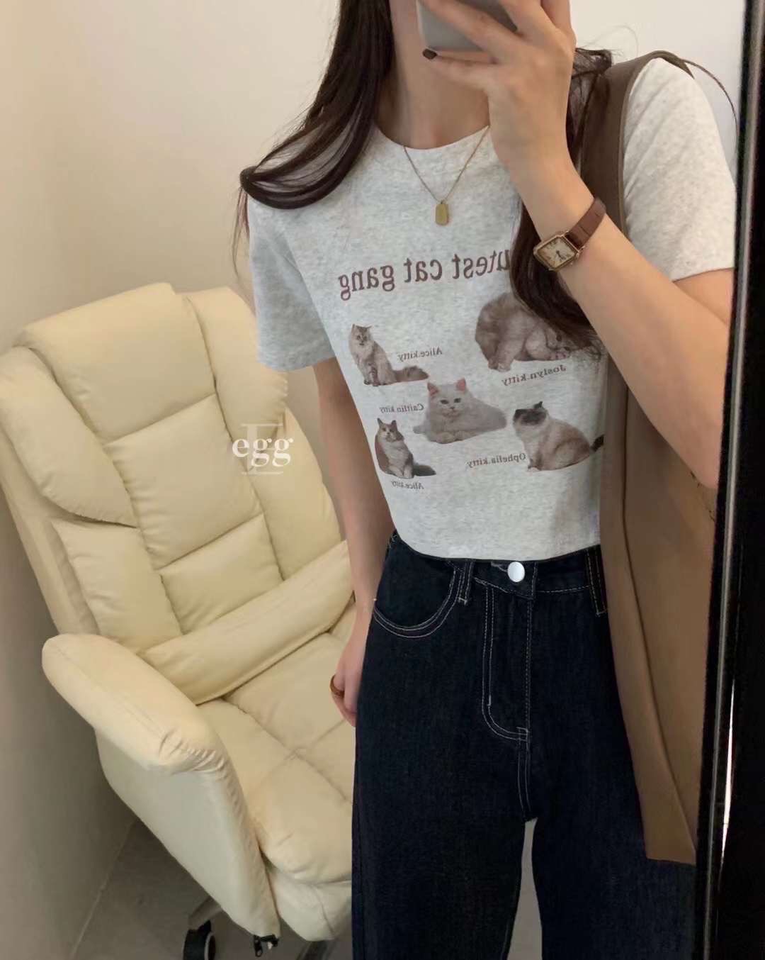 可愛爆擊🫶🏻5隻小貓修身小短版::Qstore::