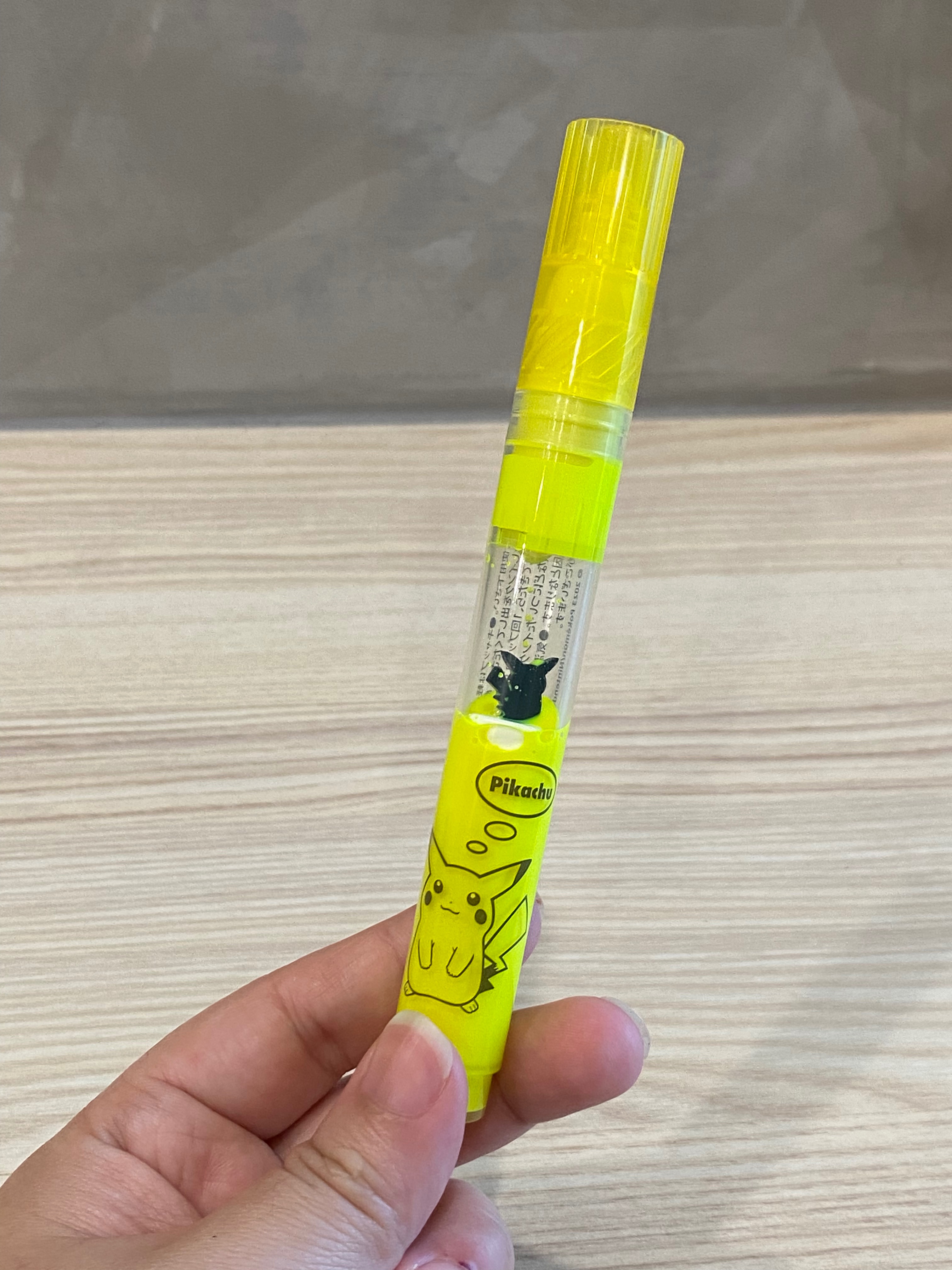 皮卡丘螢光筆 筆內升降式皮卡丘 寶可夢中心 文具 螢光筆