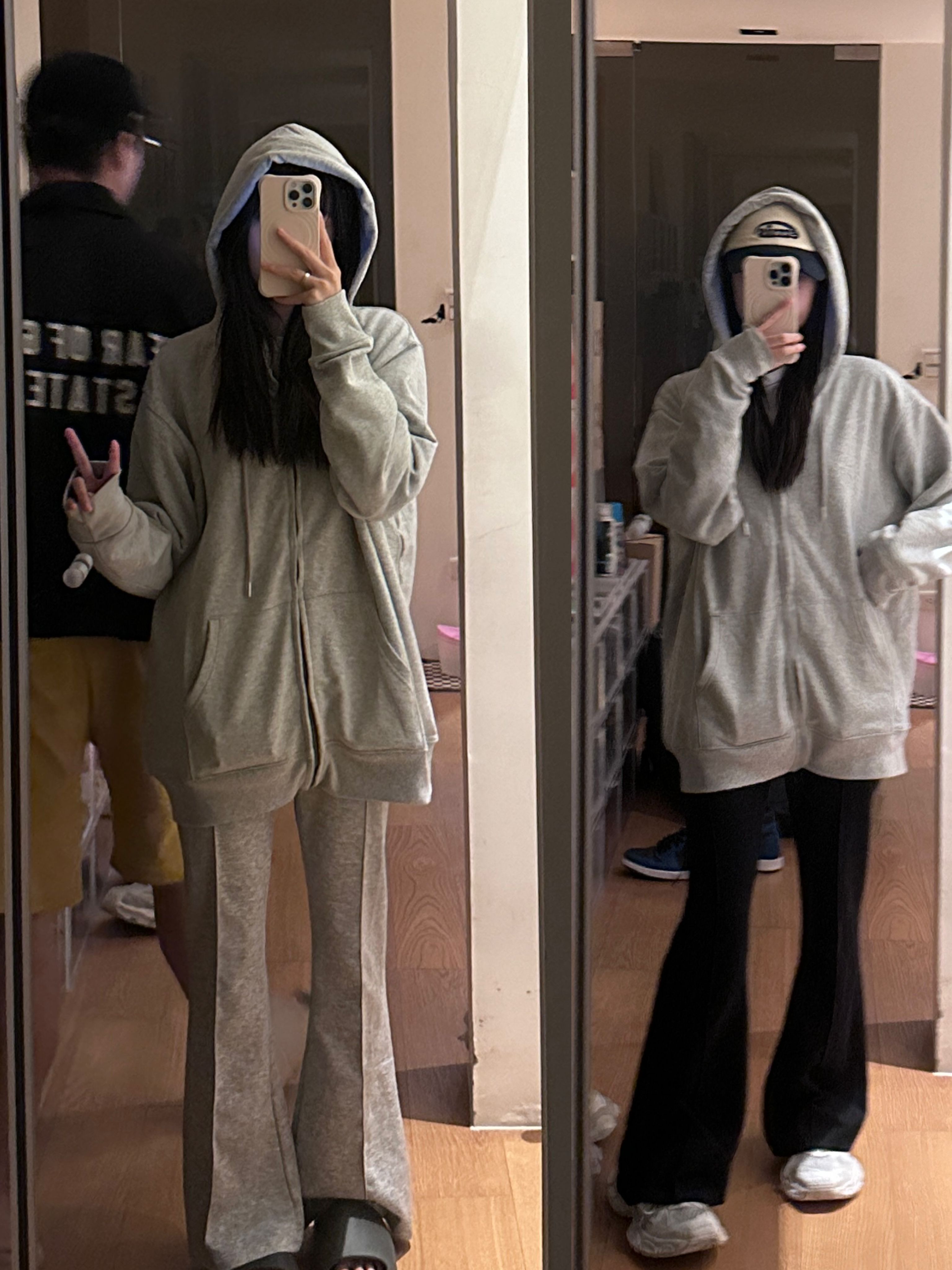 顯瘦落地喇叭棉褲