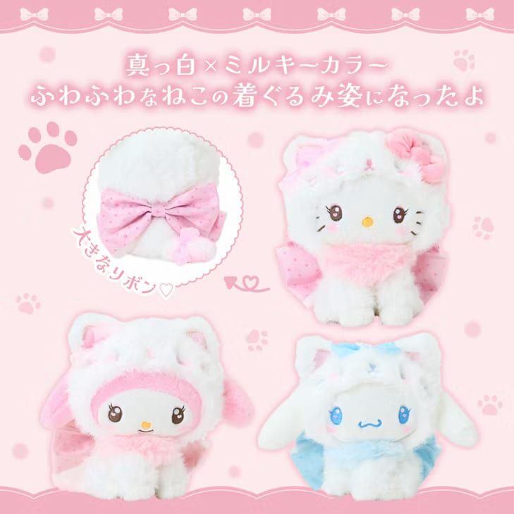三麗鷗正版 緞帶白貓玩偶