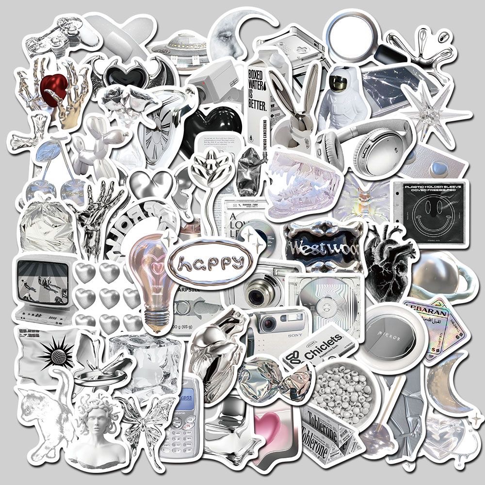 𝑻𝒉𝒆 𝑹𝒂𝒅𝒊𝒐 𝑪𝒍𝒖𝒃 銀色貼紙合輯 韓系貼紙 素材貼紙 手機貼紙 電腦貼紙 防水貼紙 y