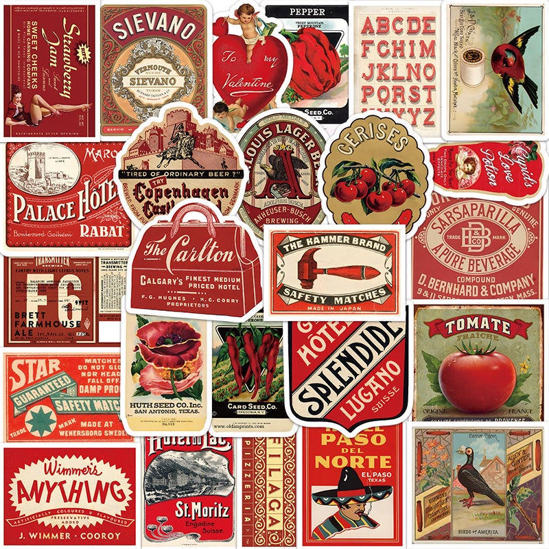 𝑻𝒉𝒆 𝑹𝒂𝒅𝒊𝒐 𝑪𝒍𝒖𝒃 復古紅❤️ 紅色素材美式復古貼紙❤️ 可口可樂 美式鄉村 防水貼紙