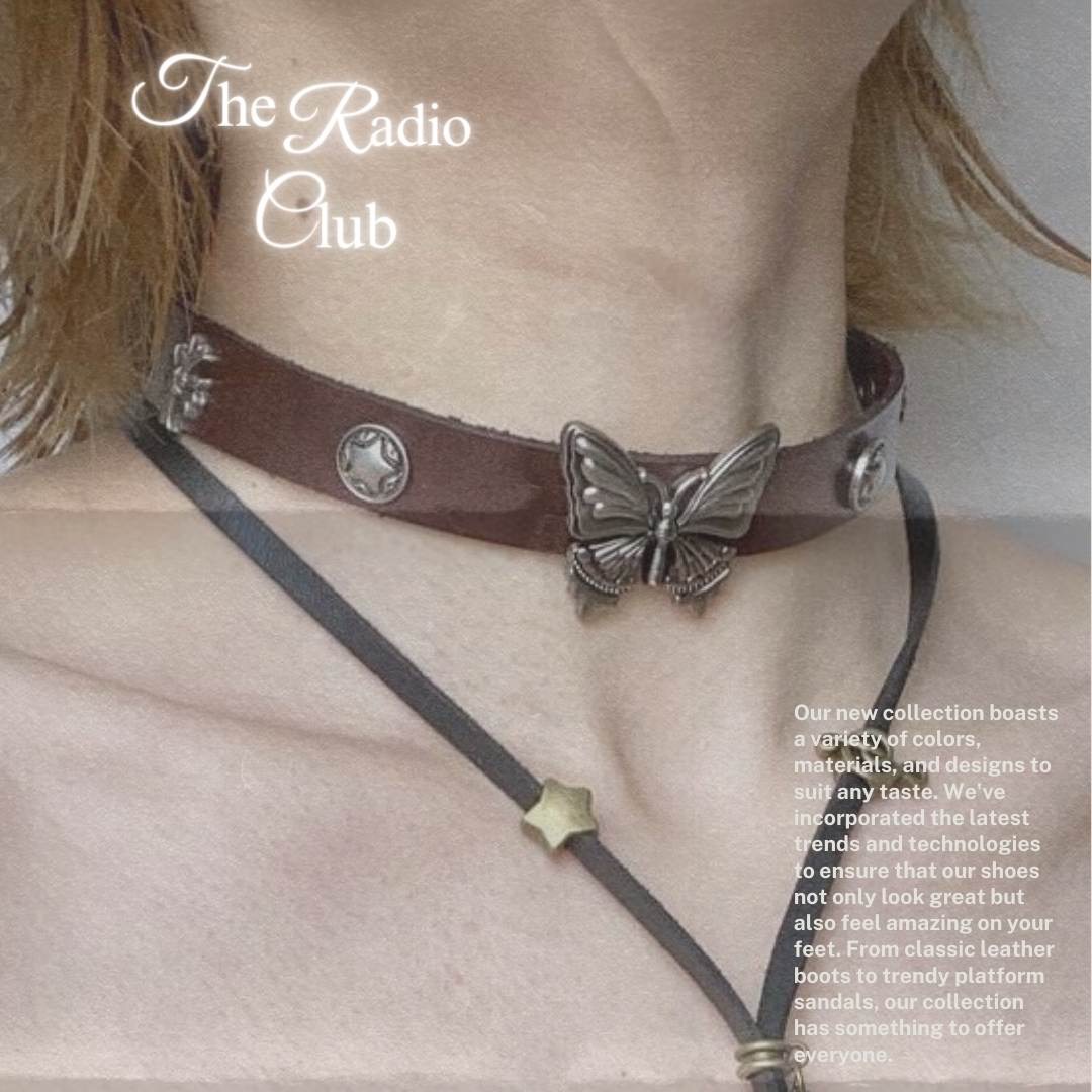 𝑻𝒉𝒆 𝑹𝒂𝒅𝒊𝒐 𝑪𝒍𝒖𝒃 美式復古蝴蝶頸鏈 精靈 皮革頸鏈 頸鏈 項鍊 美式復古 美拉德 嬉