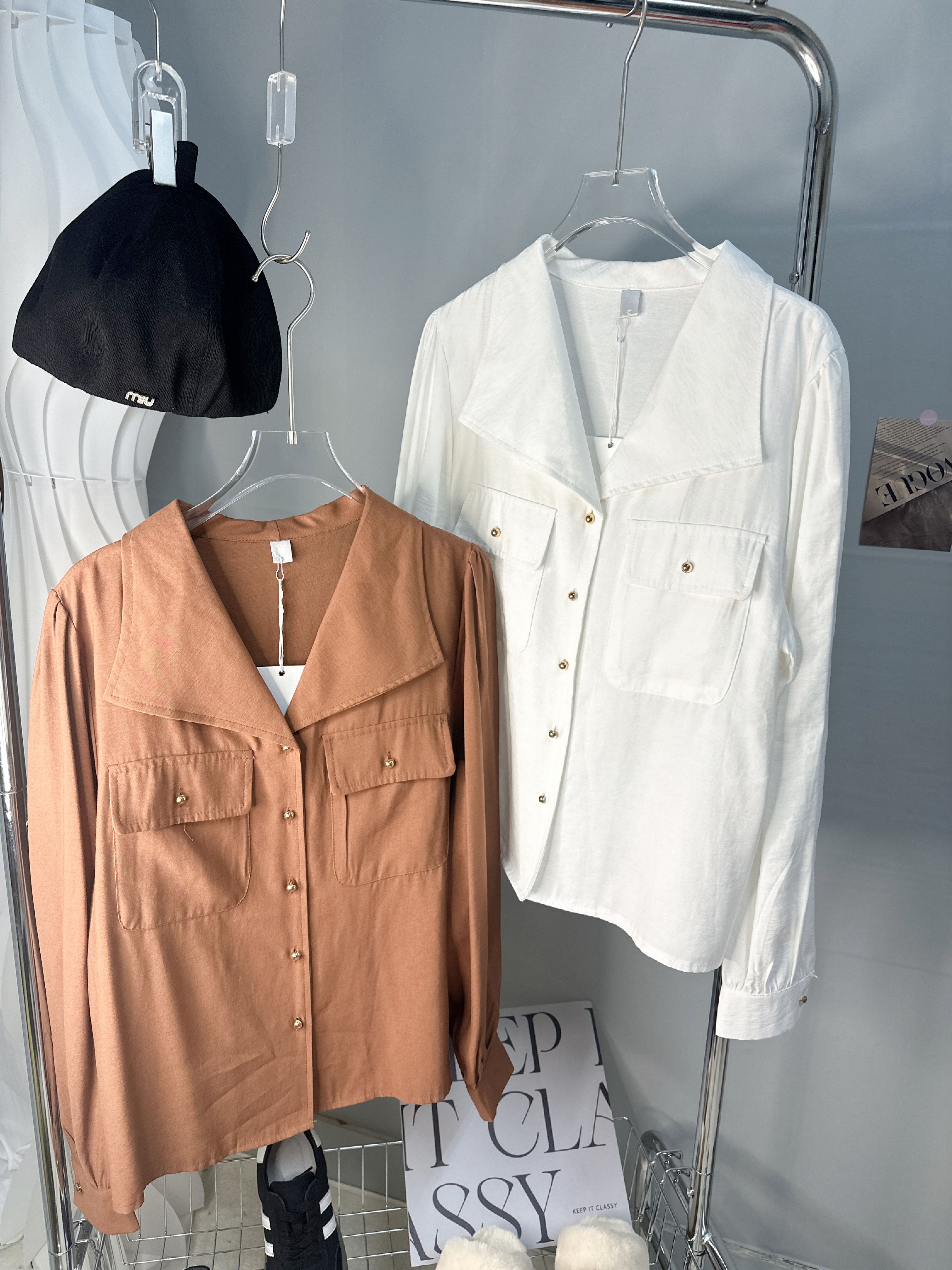 11早春新款-翻領金扣質感襯衫（Y633）