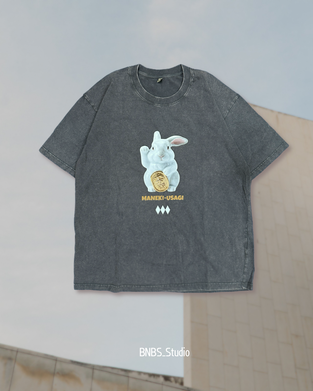 招財兔 - 落肩水洗色系Tee