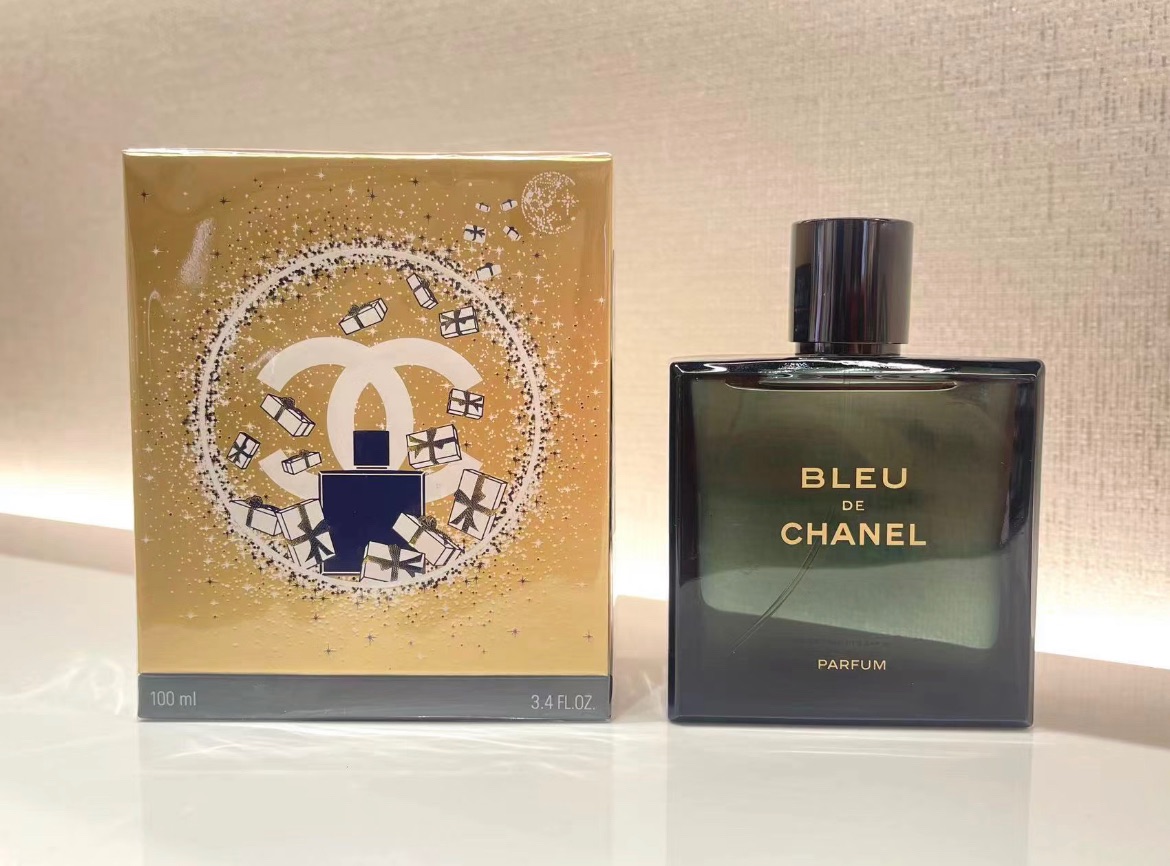 聖誕限量款Chanel 香奈兒 BLUE PARFUM 藍色男性香精 100ml/聖誕緞帶包裝附吊飾