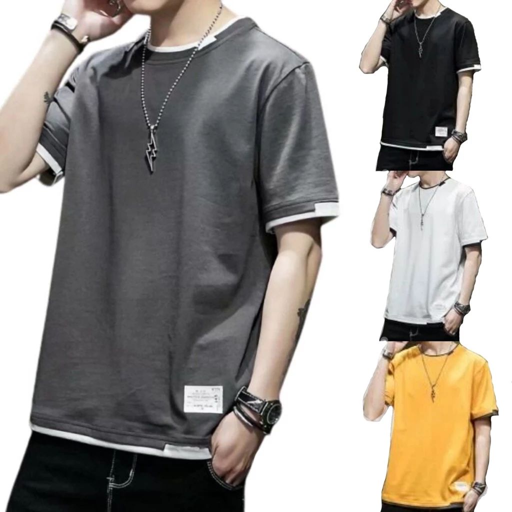 假兩件拼接短袖Tshirt（點圖片查看尺碼圖）