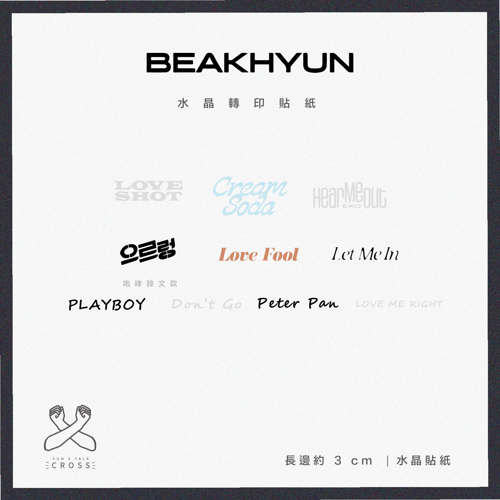 伯賢【可裝飾手燈、筆電、杯子】EXO 水晶轉印貼紙 （請點圖看更多選項）