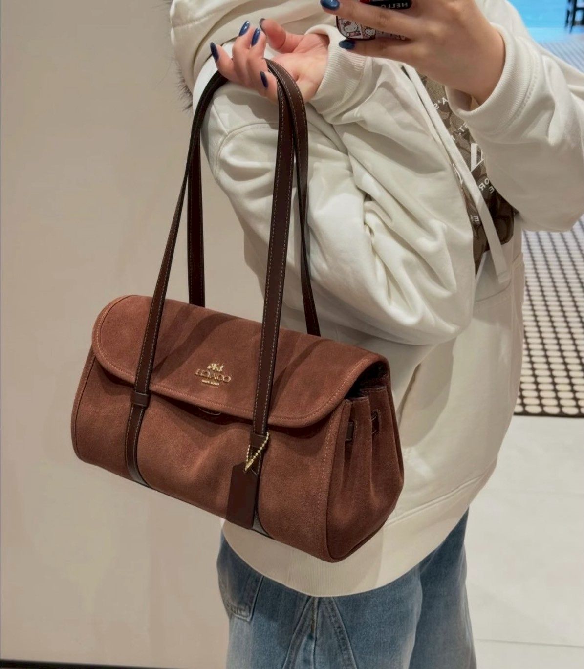 ＜台灣現貨＞COACH Bridget 麂皮法棍包