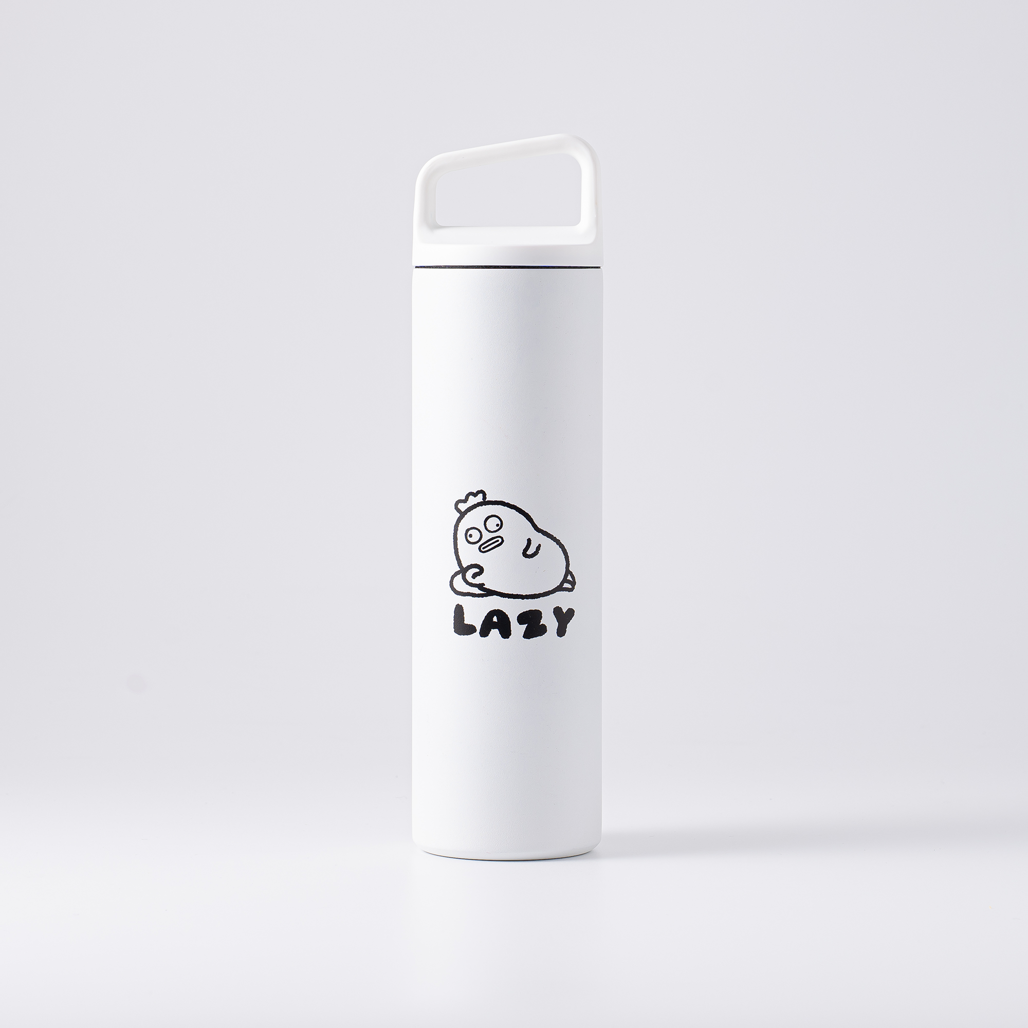 腸腸君 噴砂質感白色保溫瓶 590ML