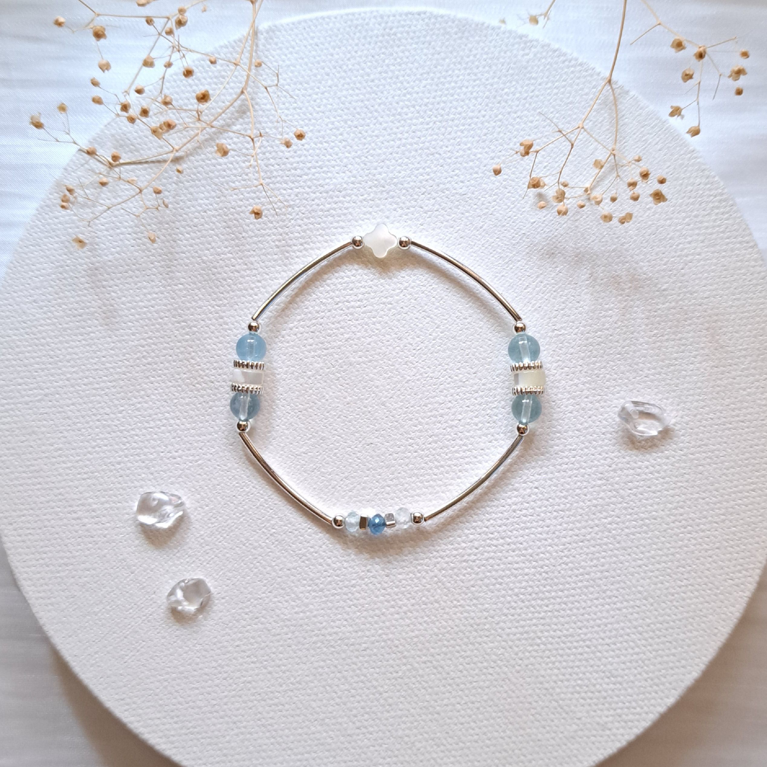 ⊱潮拾｜海藍寶白貝母手串⊰