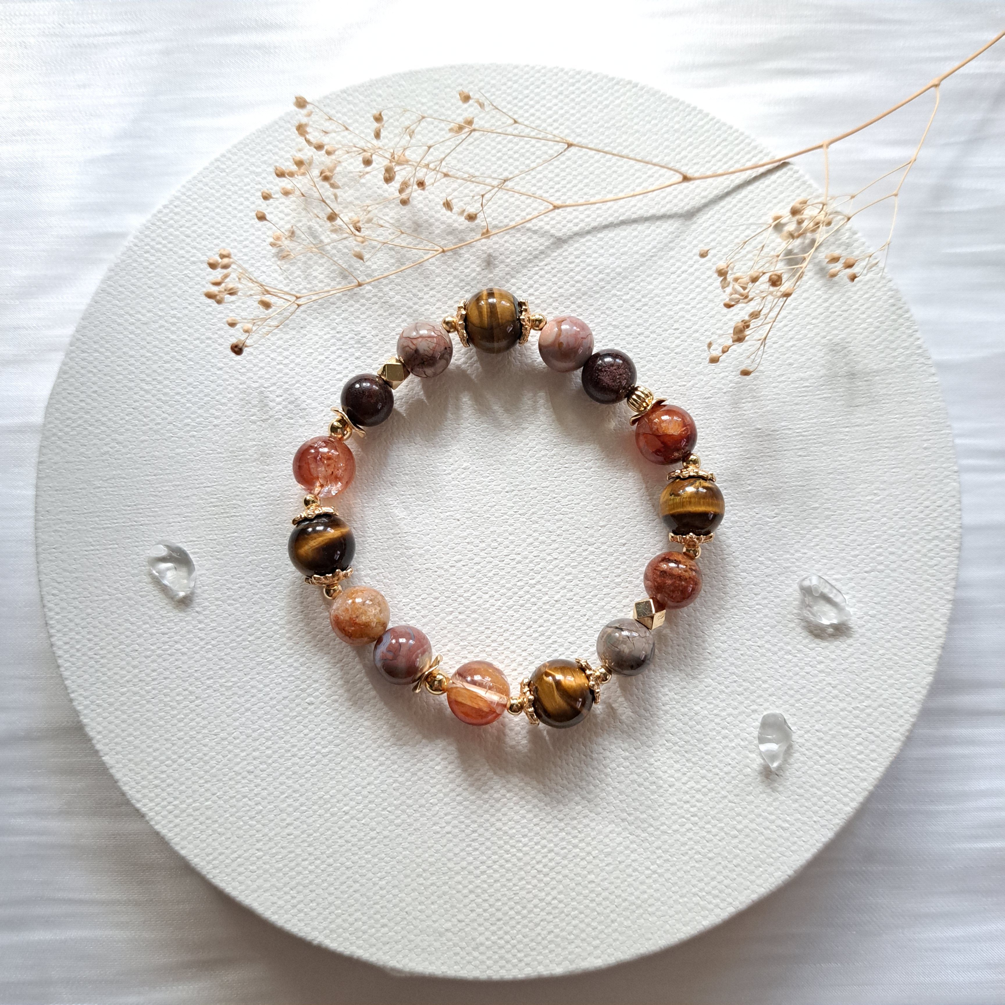 ⊱楓染｜秋紅色系晶石手串⊰