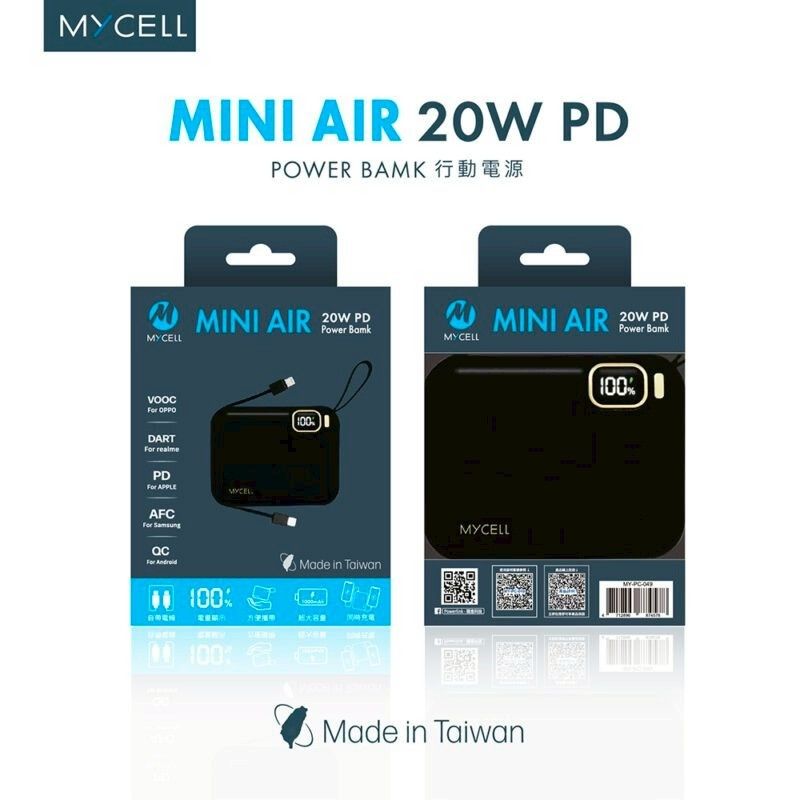 🔋Mycell 20W MINI AIR 10000mAh行動電源（CtoL線+CtoC線） #售完隨時結單 #062