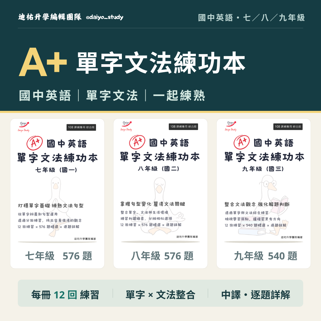 【國中英語 單字文法練功本】（點我一下會有商品介紹）12回 540題 中譯+逐題詳解 會考英語 國中英文 升私中 段考