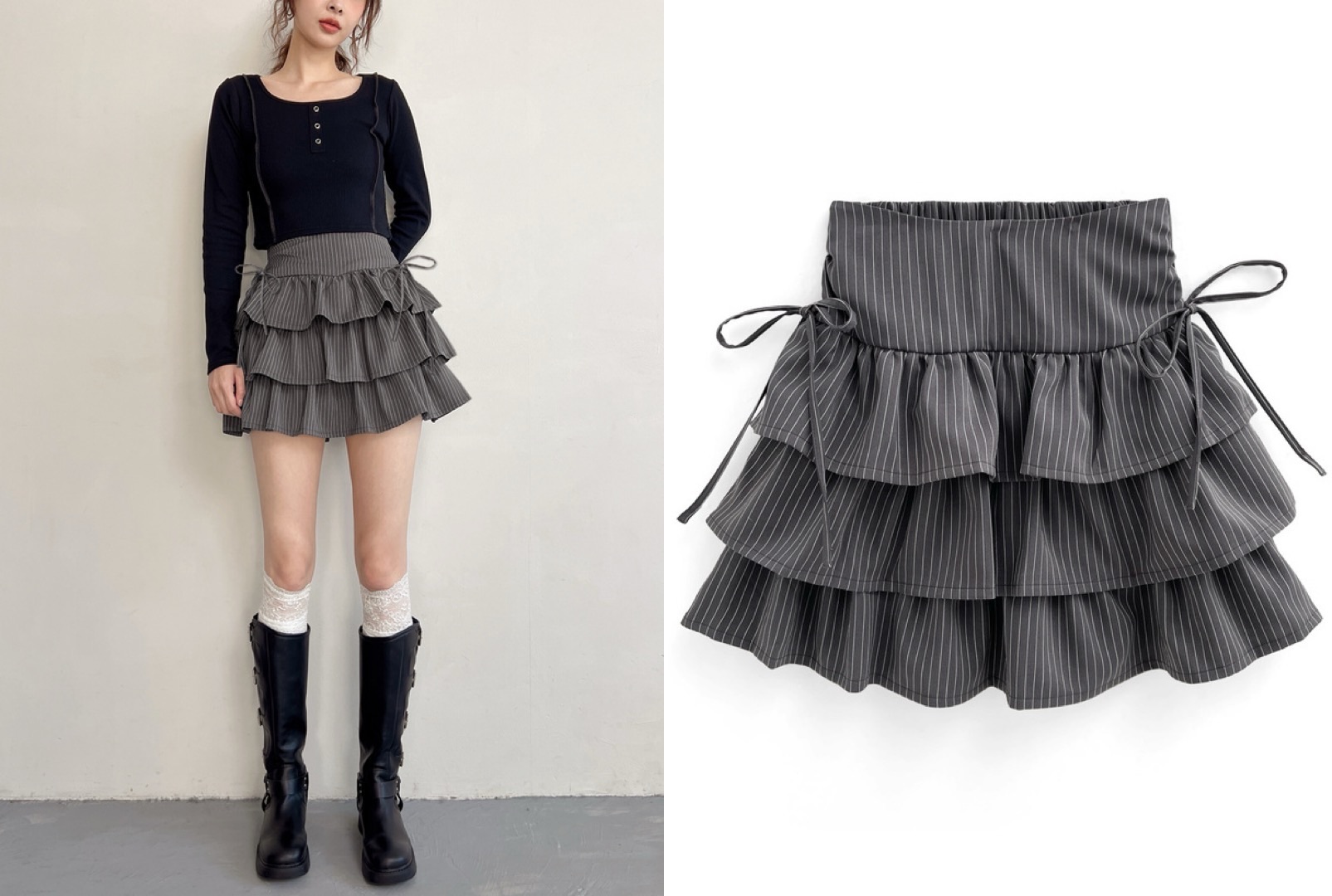 GRL 條紋三層蛋糕半裙 全新吊牌未拆  已拆袋檢查無缺損