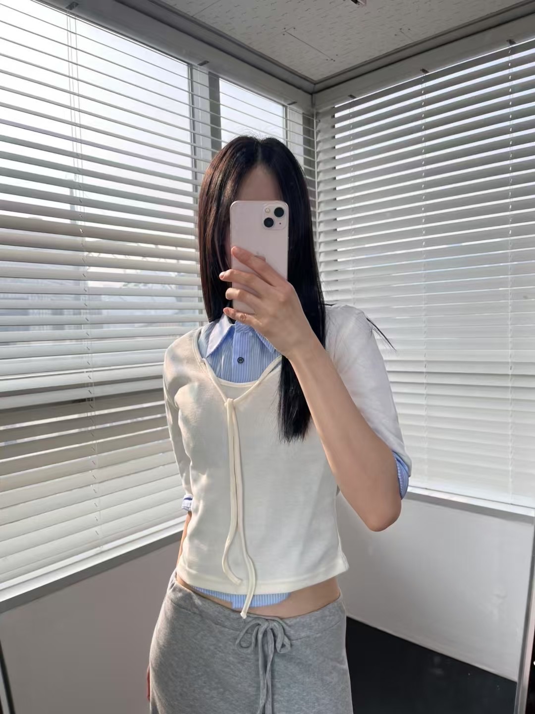 （正反兩穿）綁🎀圓領五分袖top🪽