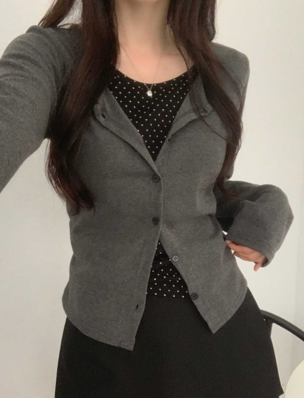 假兩件點點cardigan🪄