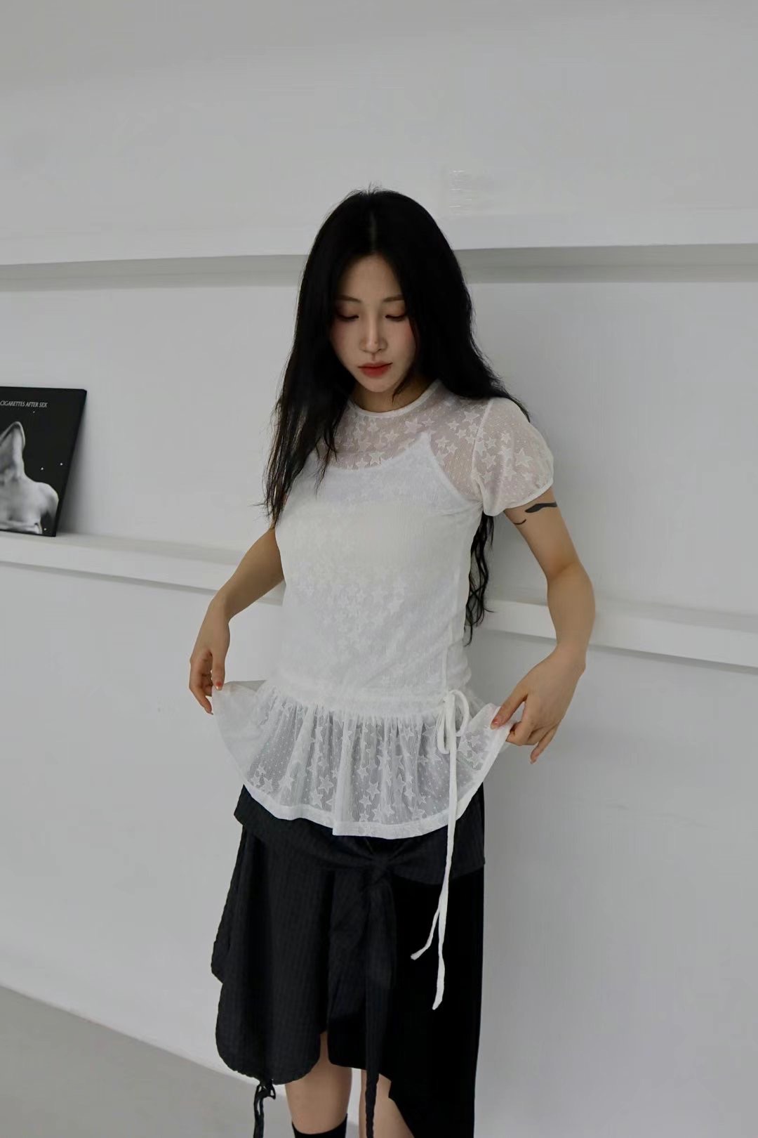 星星透膚泡泡袖top🌟