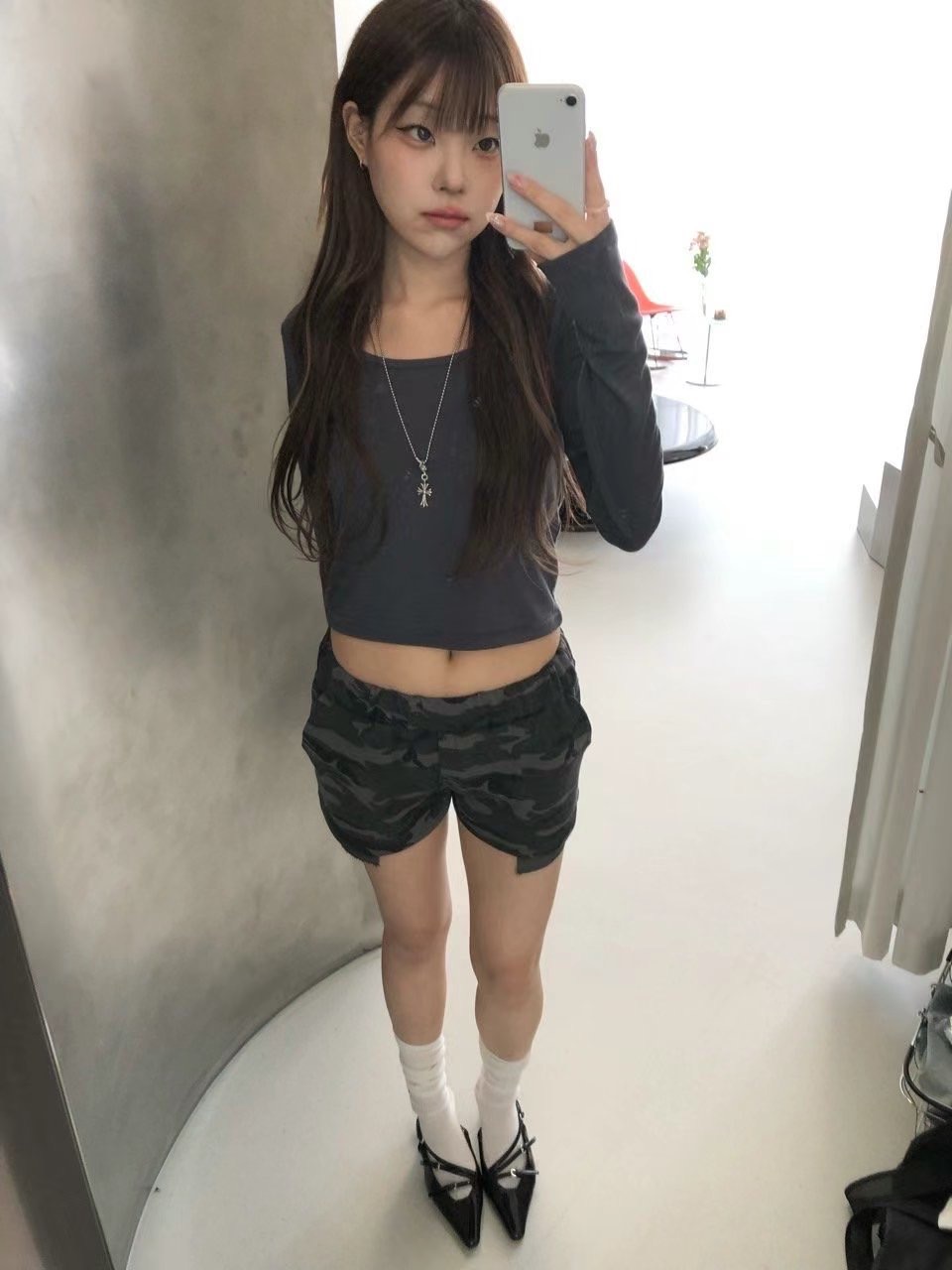 迷彩口袋設計小短褲🪖（灰現貨