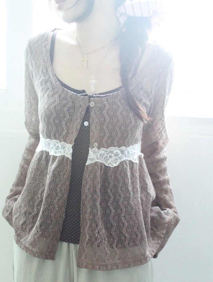復古蕾絲拼接cardigan 👢