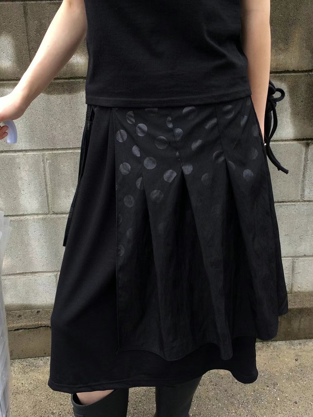 波點百褶綁帶棉裙⚫️