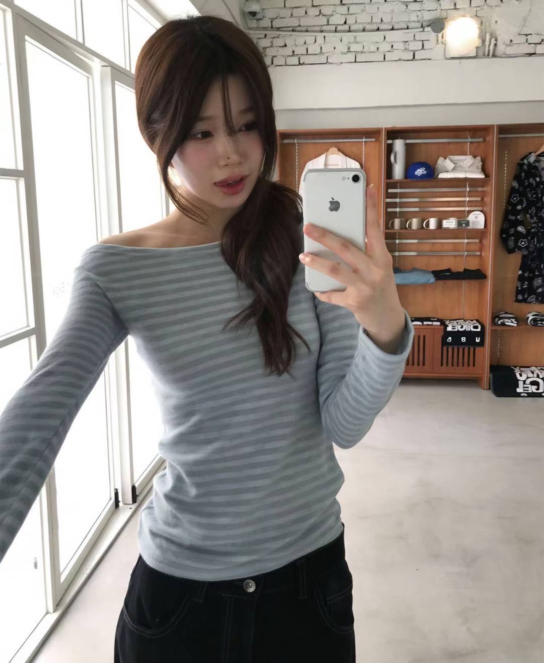 柔軟條紋舒適top