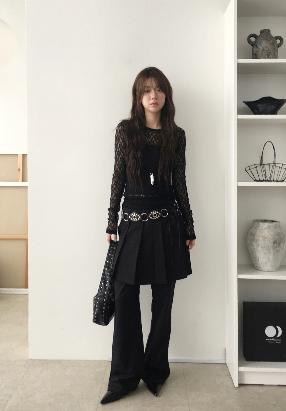 百褶修身長褲🎧