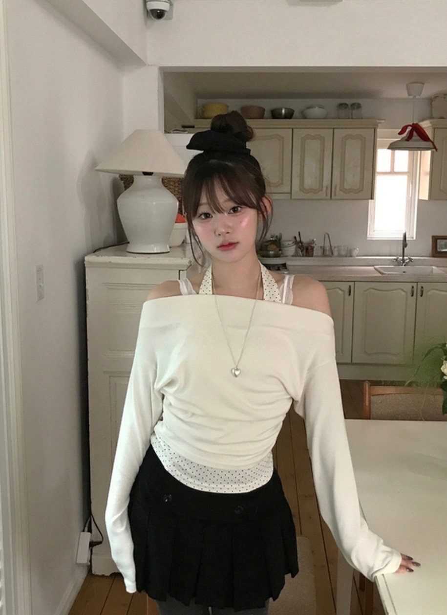 波點掛脖一字領🫖