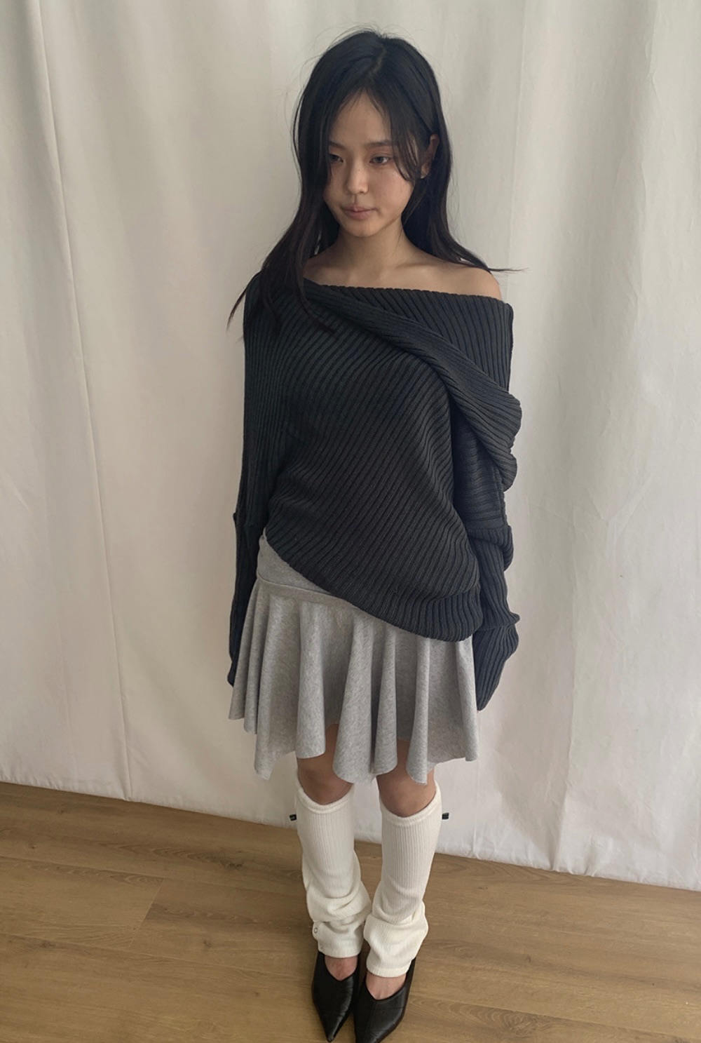 反折不對稱短裙