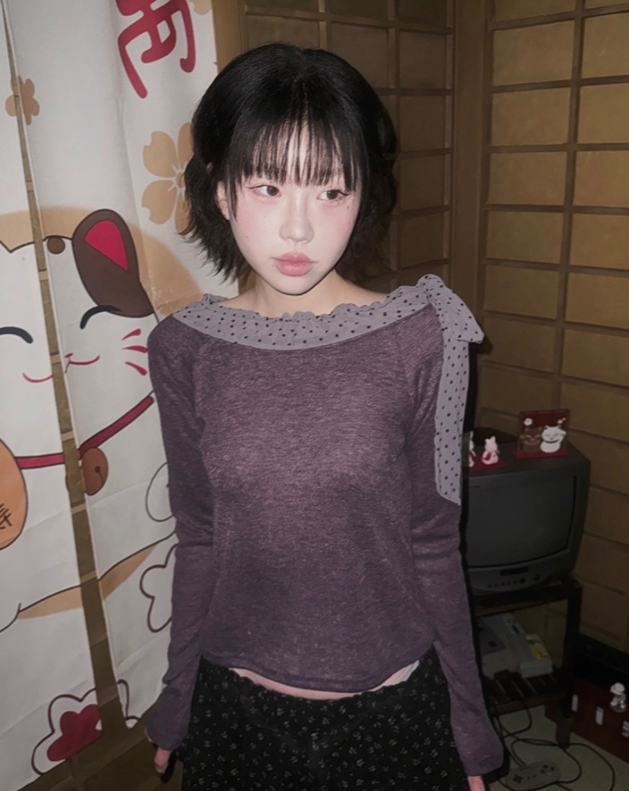 日系波點綁帶上衣🥐