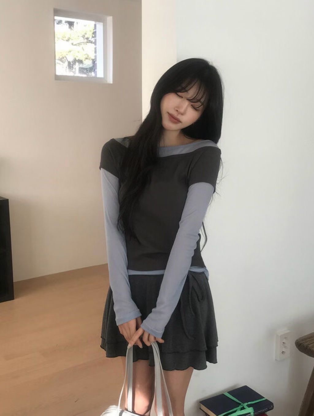 層次假兩件撞色top🍫（現貨）